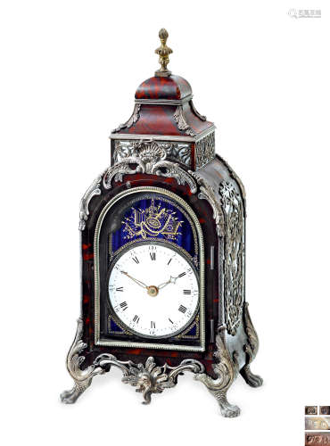 约1786年 英国 Edward Tomlin/Hester Bateman出品 纯银及玳瑁镶嵌木制音乐报时台钟