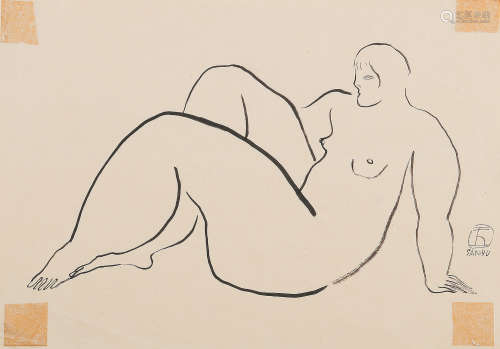 常玉（1895～1966） 斜躺裸女 水墨纸本