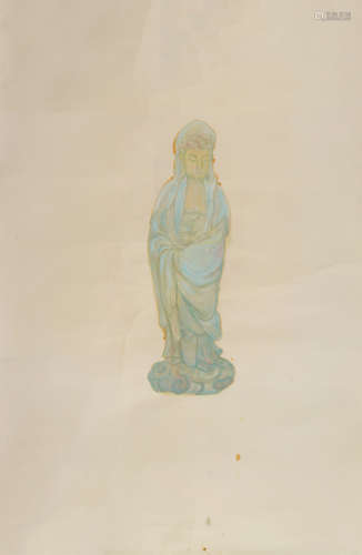 蔡国强（1957～） 1996年作 观音 油彩纸本