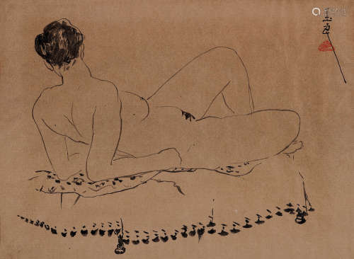潘玉良（1895～1977） 斜躺裸女 水墨纸本
