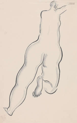 常玉（1895～1966） 裸女背影 水墨、炭笔纸本