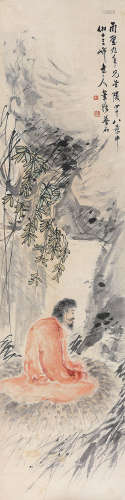 金梦石（1869-1952） 达摩图 镜片 设色纸本
