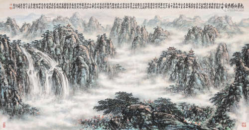 李硕卿（1908-1993） 九华山胜景图 立轴 设色纸本