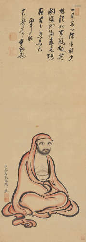 释木庵 高泉（1611-1684） 罗汉坐像图 立轴 设色绢本