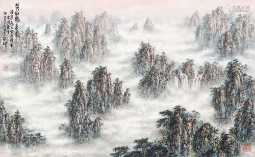 李硕卿（1908-1993） 黄山胜景图 立轴 设色纸本