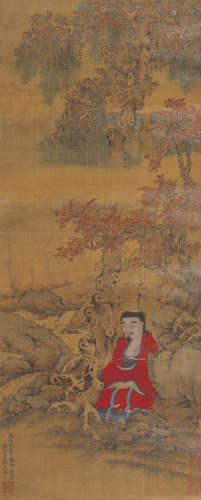 赵子昂（1254-1322） 释迦开悟图 立轴 设色绢本