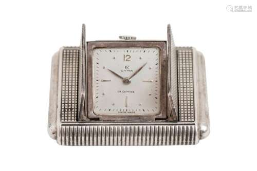 Very original small rectangular clock in silver No...