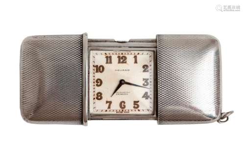 Rectangular silver watch, silver dial mechanical m...