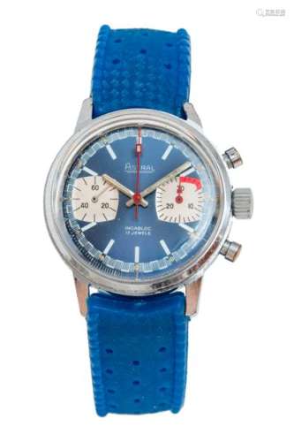 Chronograph watch in steel, mechanical movement Ca...