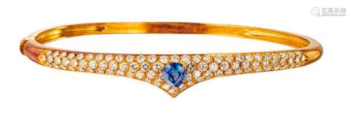 Yellow gold bracelet paved with about 3 carats bri...