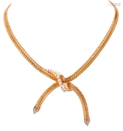 Yellow gold necklace decorated with nice quality b...