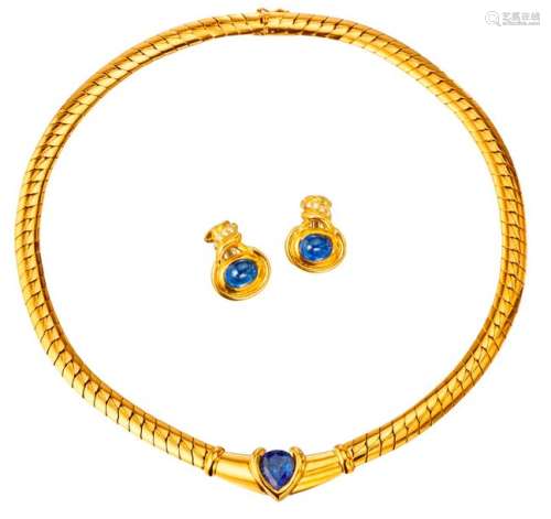 Patek Philippe necklace and matching earrings in g...