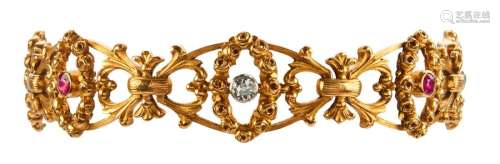 Vintage yellow gold bracelet decorated with europe...