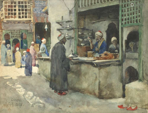 A food stall, Cairo Robert Charles(Col.) Goff (British, 1837-1922)