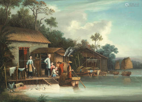 Chinese riverside scene Chinese School, 19th Century