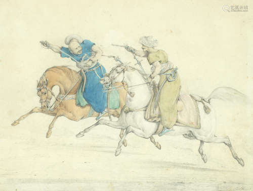 Two mounted warriors, possibly Mamluks Henry Alken(British, 1785-1851)