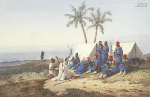 Algerian Turcos at rest Orlando Norie(British, 1832-1901)