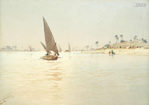 On the Nile Augustus Osborne Lamplough, A.R.A., R.W.S(British, 1877-1930)