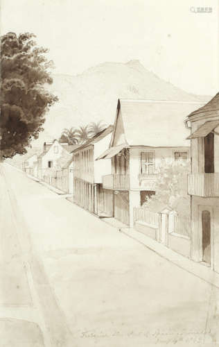 'Frederick St, Port of Spain, Trinidad' Charles William Day(British, active 1815-1854)