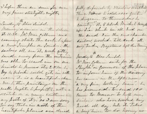 Journals of Jenny Lane, lady's maid to Lucy Renshaw, companion of Egyptologist Amelia Edwards, describing in detail their trip through France and Italy, crossing from Brindisi to Alexandria on the Simla, thence up the Nile to Dendara, Karnak, Luxor, Aswan, Philae and Abu Simbel, and the return journey via Port Said, through Lebanon to Damascus, Baalbek and Beirut, Constantinople, Athens, and the Rhine, 24 September 1873 to 29 June 1874 (vols I and II) and 26 February to 1 March 1876 (vol. III) (3); 'FOR IT IS A GLORIOUS LIFE AND I SHOULD LIKE TO LIVE IN TENTS THE WHOLE SUMMER' EGYPT AND EGYPTOLOGY