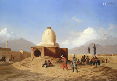 The Tomb of Esther and Mordechai, Hamadan, Iran, with the Alvand range of the Zagros Mountains in the distance Charles-Théodore Frère(French, 1814-1888)