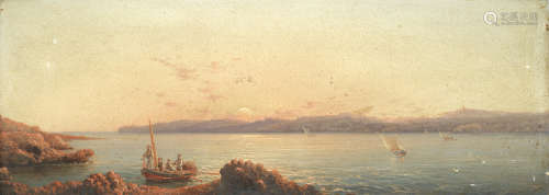 Sunset across a Maltese bay  Girolamo Gianni(Italian, 1837-1895)
