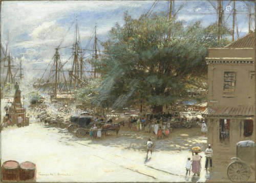 'Trafalgar Square, Barbados' Albert Goodwin RWS(British, 1845-1932)