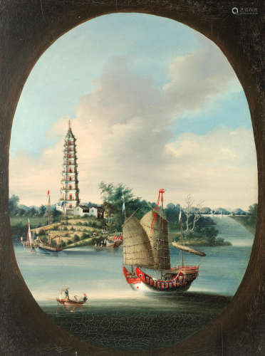 Nine stage pagoda at Whampoa Anglo-Chinese Schoollate 19th century