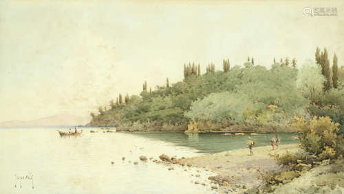 A beach on Corfu Spyridon Scarvelli(Greek, 1868-1942)