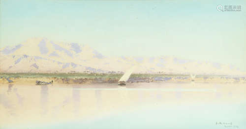 View on the Nile at Luxor Alexandre Nicolaievich Roussoff(Russian, 1844-1928)