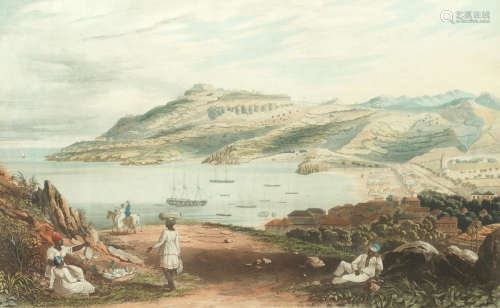 Kingstown, St Vincent aquatint printed in colour and finished by hand, published by T. & G. Underwood, London, 1827 plate size 26.5 x 43cm (10 7/16 x 16 15/16in). After James Johnson