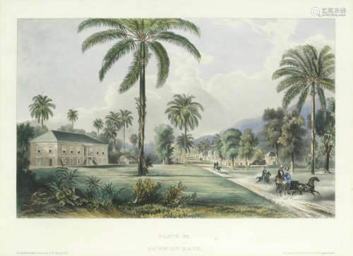 Town of Bath; Rio Bueno; Retirement Estate, St James's, three views in Jamaica three lithographs with hand colouringfrom 'West Indian Scenery: Illustrations of Jamaica, in a series of views comprising the Principal Towns, Public Buildings, Estates and most picturesque scenery of the Island' published London, 1837-1840 image size the largest 24 x 40cm (9 1/4 x 14 15/16in) and smaller. (3) Joseph Bartholemew Kidd(British, 1808-1889)