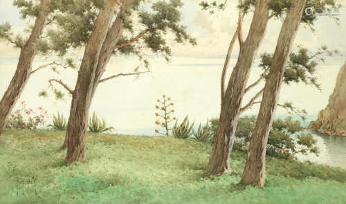 A view through the trees on Corfu Spyridon Scarvelli(Greek, 1868-1942)