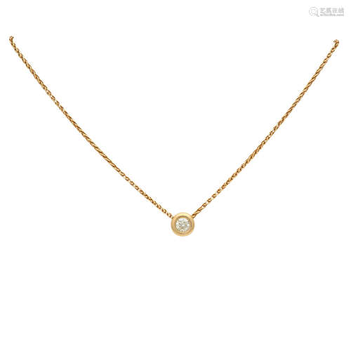 Collier mit Brillantanhängerca. 0,65 ct (grav.) GET / PI 2 in GG 18K, L: ca. 42 cm. Minim.