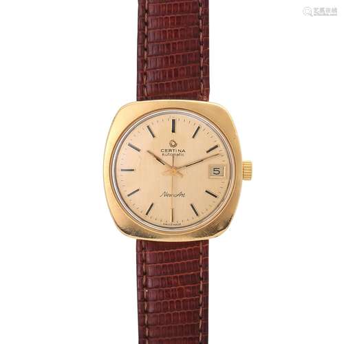 CERTINA Vintage Herrenuhr, ca. 1960/70er Jahre. Gold 18K.Automatic-Werk, Cal. 25-651. Lederband