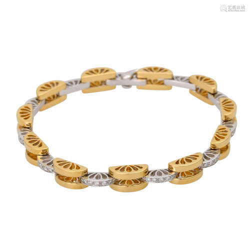 Gliederarmband mit Brillantbesatzzus. ca. 0,77 ct, mittlere Farbe u. Reinheit, GG / WG 18K, L: ca.