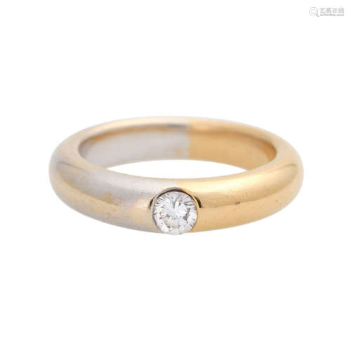 Damenring mit Brillant ca. 0,2 ct,WEISS - LGW (H - I) / VS2, GG 18K teilrhodiniert, RW 54, deutliche