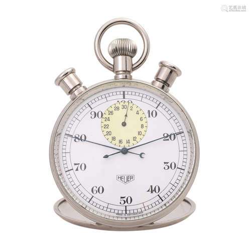 HEUER Stoppuhr mit Handaufzugwerk. Gehäuse Metall.Werk-Nr. 231530. Gehäuse-Nr. 241538. Alters- und