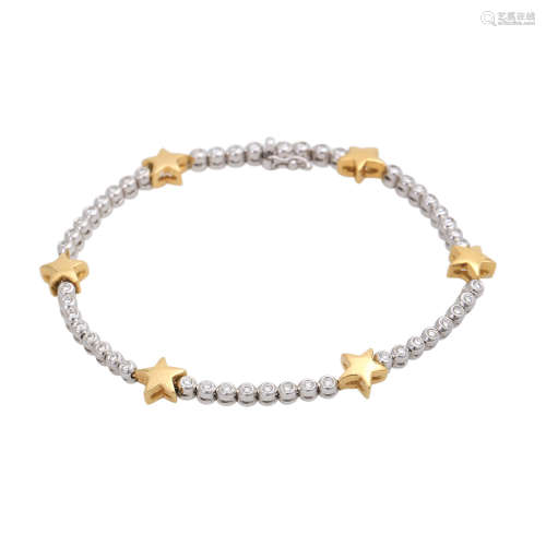 Armband mit Sternen und Brillantenvon zus. ca. 0,70 ct, LGW (I - J) / VS, GG / WG 14K, L: ca. 18,