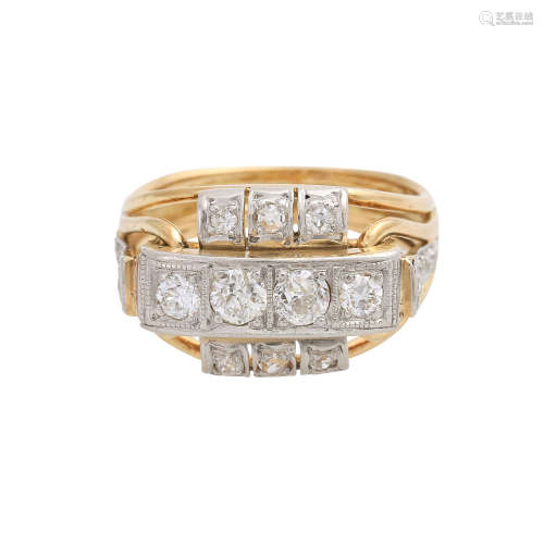 Ring mit Diamanten zus. ca. 0,5 ct,LGW - GET (I - M) / VS - P1 (tlw. Kerben), GG 14K, RW 48,