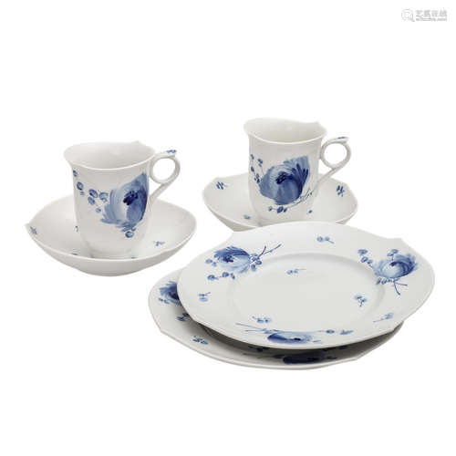 MEISSEN 2 Kaffeegedecke 'Wellenspiel Blaue Blume', 20./21. Jhd.2 Kaffeetassen/U-Tassen und 2