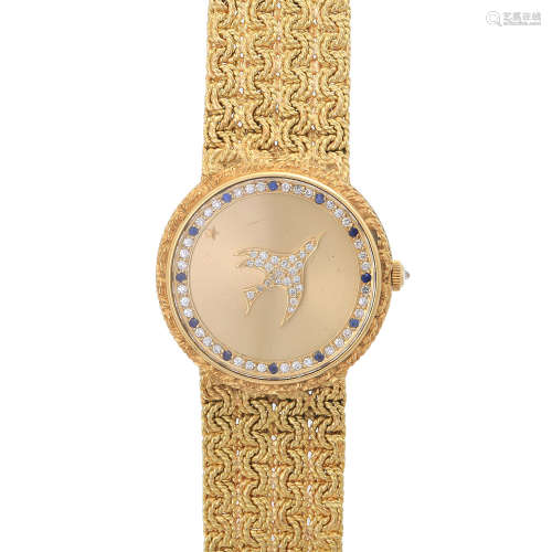 CORUM Goldarmbanduhr,GG 18K, L: ca. 18-18,5 cm, Zifferblatt bes. mit Diamanten und Saphirindizes,