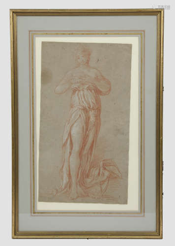 Attributed to Antoine Coypel red chalk heightened with white on paper, 'Study of a Classical Woman