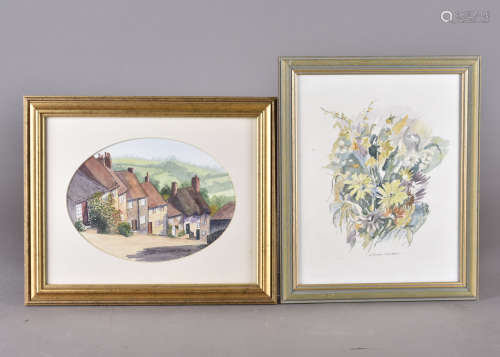 A group of six miscellaneous pictures, including A. van der Meulen (20th Century) pencil and