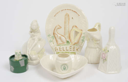 A miscellaneous group of Belleek porcelain, including a 6th period Belleek Collector's Society