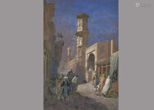 William Simpson (1823-1899) watercolour and gouache on paper, 'Mosque in Peshawer', indistinctly