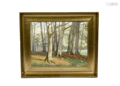 Wilhelm Andersen (1867-1945) oil on canvas, 'Wooded Landscape', monogrammed and dated '19-WA-28' (