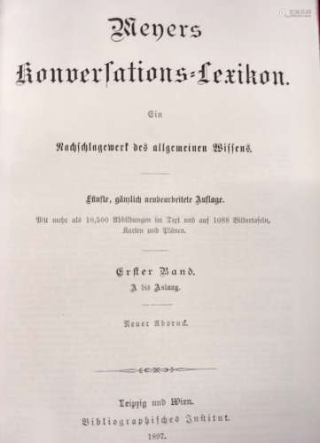 A part set of 'Meyers Konversations-Lexikon', (Leipzig, 1897), 19 vols. (missing vols. 3 and 13).