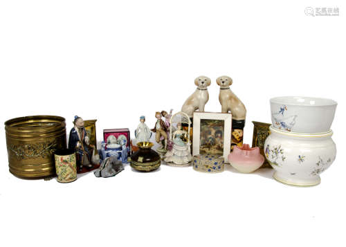 A miscellaneous lot, including an Indian papier mache trinket box, a continental framed enamel on