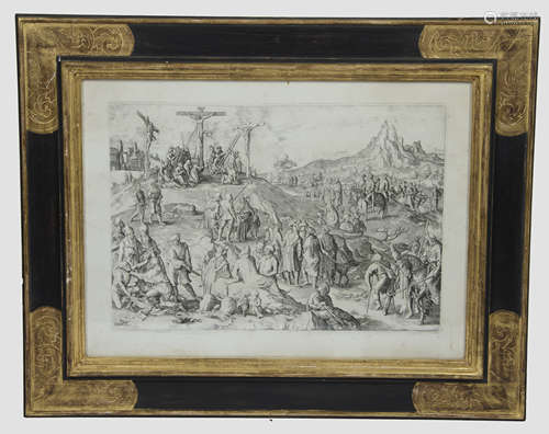 18th Century Dutch School After Lucas van Leyden (1494-1533) engraving, 'The Crucifixion', 41 cm x